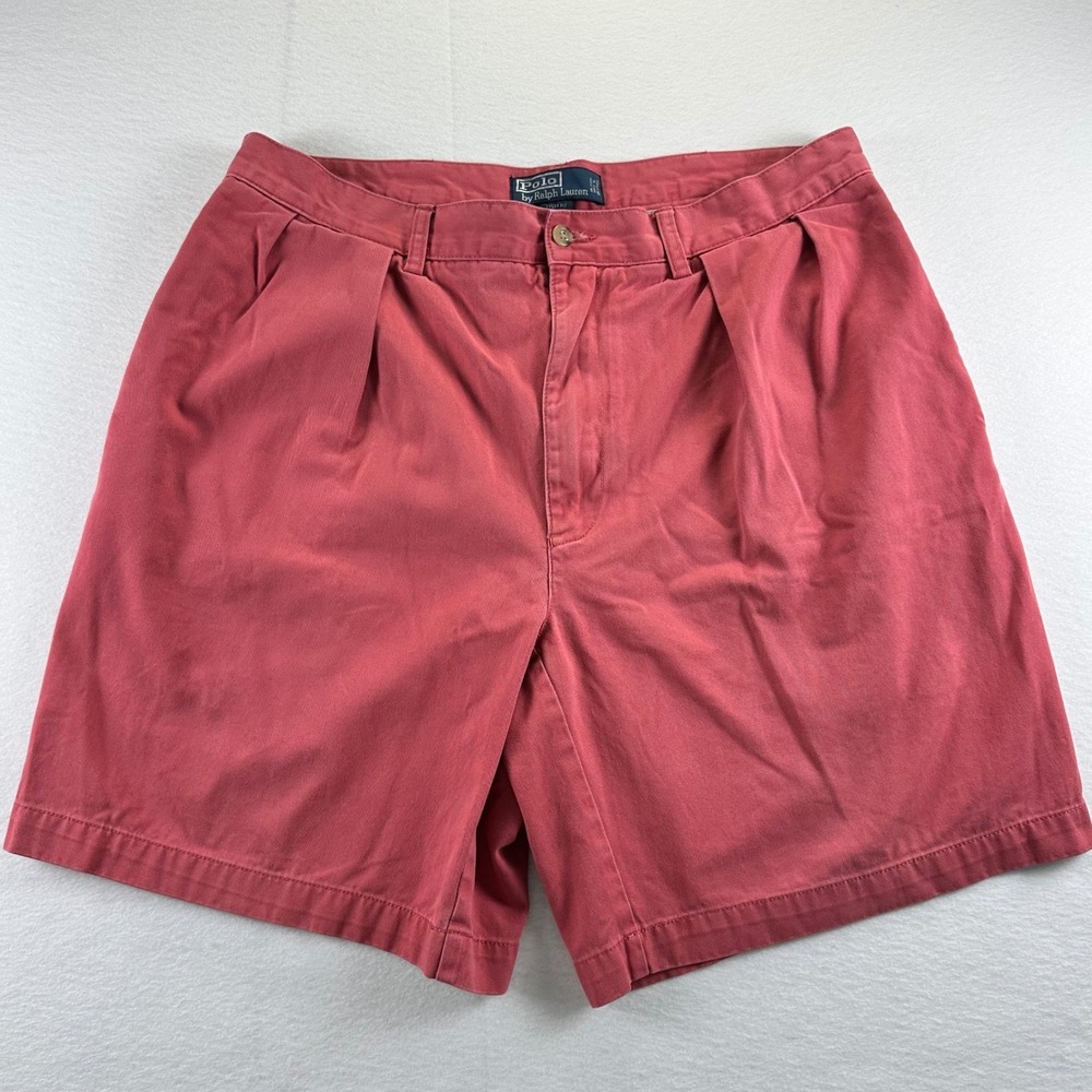 Polo Ralph Lauren Vtg Tyler Fit Mens‎ 36 Red Pleated Cotton Chino Shorts Preppy